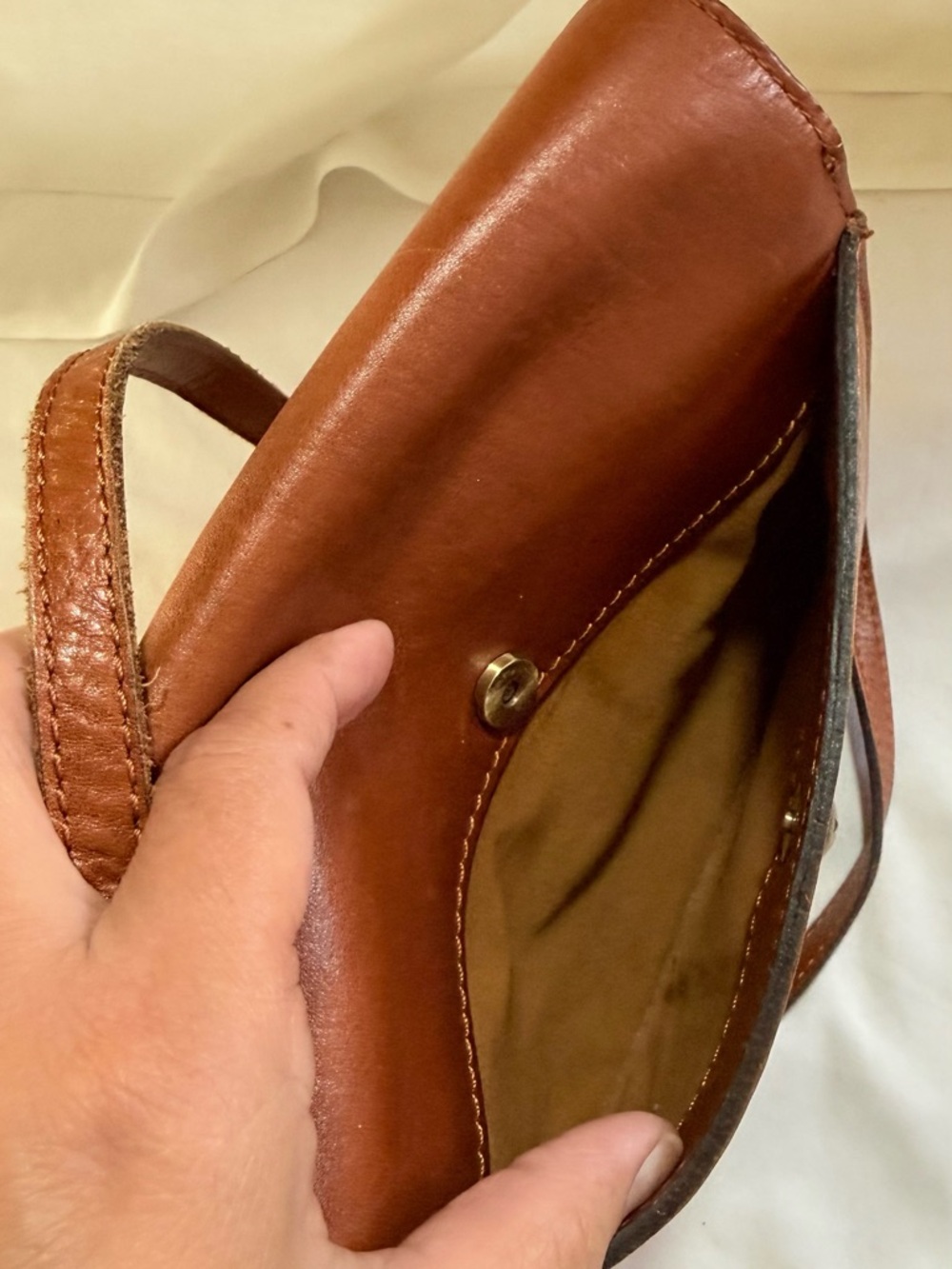 Patricia Nash Brown Tan Leather Crossbody Saddle Bag Style P551333 - Picture 9 of 13